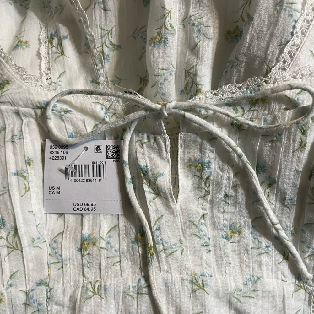 $40 NEW American Eagle Blue Floral White Dress Size M - Picture 5 of 6